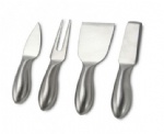 New Stylish wholesale soft types 4pcs stainless steel blade cheese knife set, wooden cutting board cheese knife