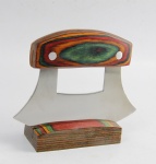 Asiakey ULU knife with PAKA WOOD in the stand