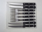 Black Steak Knife And Fork With PP Handle In Blister Card